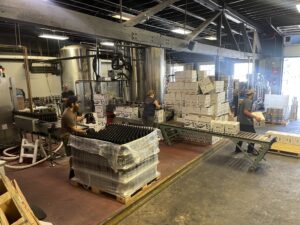 a warehouse with refillable, returnable bottles